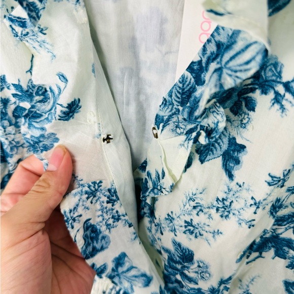 Gap x LoveShackFancy Blue Floral Ruffle Mini Dress Size Small - Picture 8 of 12